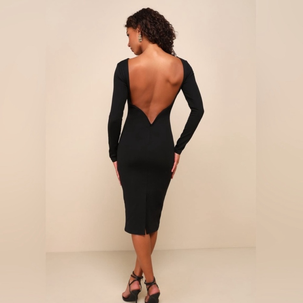 Lulus-Va Va Voom Black Backless Midi Dress (Large)